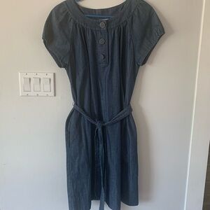 Charter Club Botton Detail Denim Midi Prairie Side Pockets Dress Women’s 12